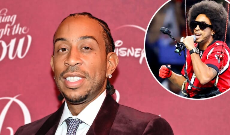 Ludacris Raps While Lowering from Stadium Ceiling During NFL Game