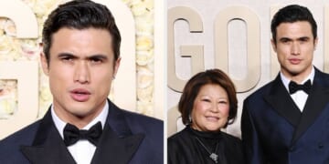 Charles Melton Brought His Mom To The 2024 Golden Globes, And The Internet Freakin' Loved It