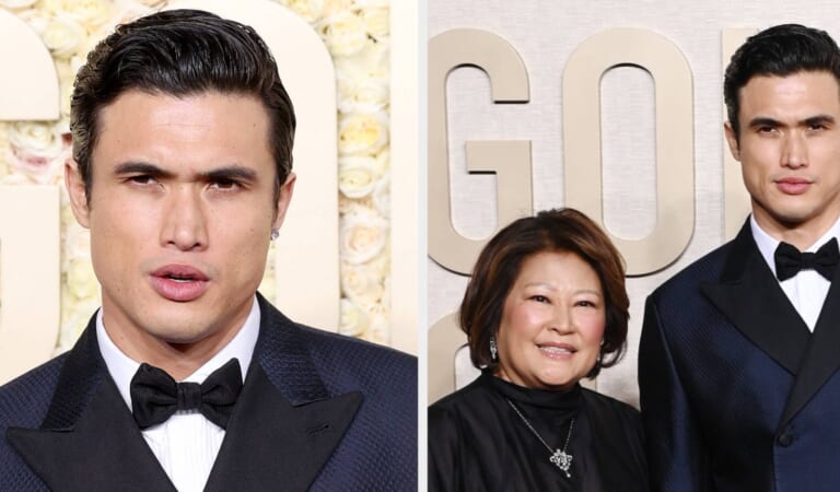 Charles Melton Brought His Mom To The 2024 Golden Globes, And The Internet Freakin' Loved It