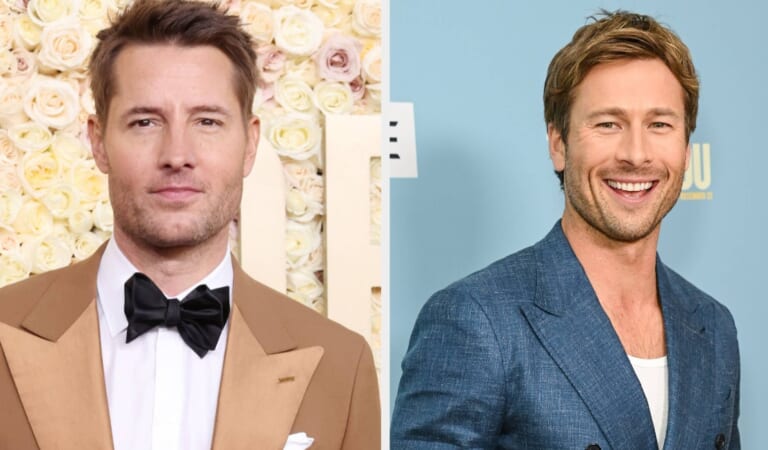 Glen Powell Response To Justin Hartley At Golden Globes