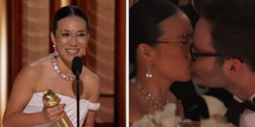 The Internet Is Obsessed With Ali Wong Kissing Bill Hader After Her Golden Globes Win