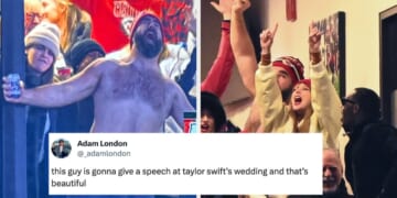 Taylor Swift Fans And Football Fans Are Absolutely Losing It Over Jason Kelce's Wild Shirtless Scream