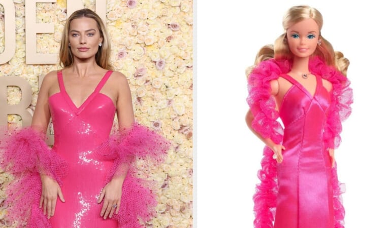 Margot Robbie Dressed As Superstar Barbie At The Golden Globes