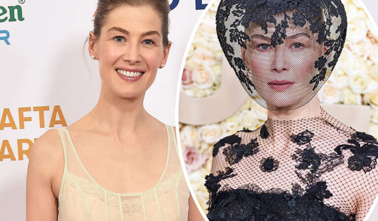 Rosamund Pike Dishes On Skiing Accident That ‘Messed Up’ Face Before Golden Globes!