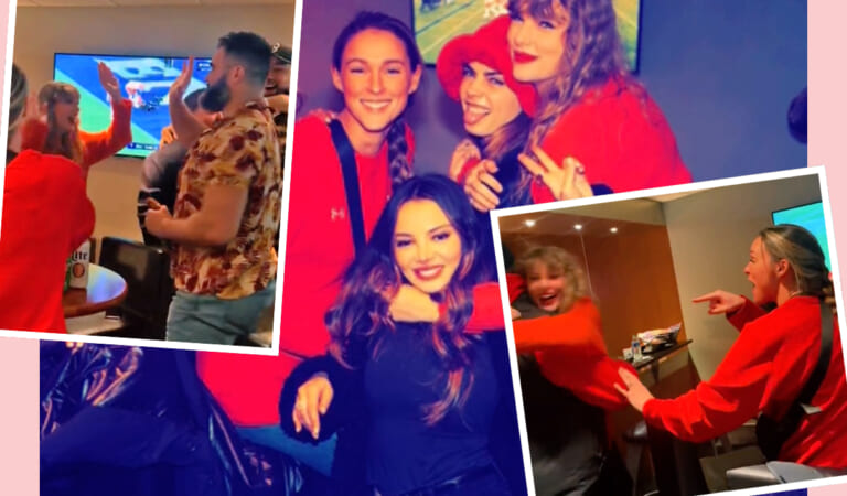 Taylor Swift HUGS Kylie Kelce In Amazing New Footage From Inside NFL Suite!