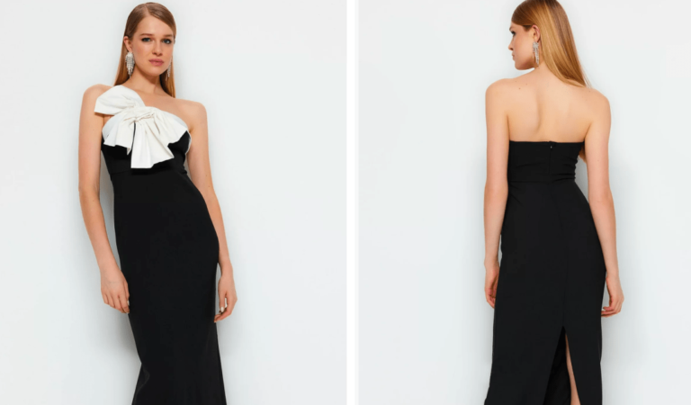 Wrap Up in This Eye-Catching LBD With a Chic White Bow Detail