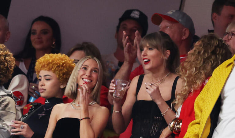 Taylor Swift chugs a beer at the Super Bowl in support of boyfriend Travis Kelce: 'She is one of us'