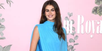 Kaia Gerber Wows in Intricate Blue Frock at ‘Palm Royale’ Premiere