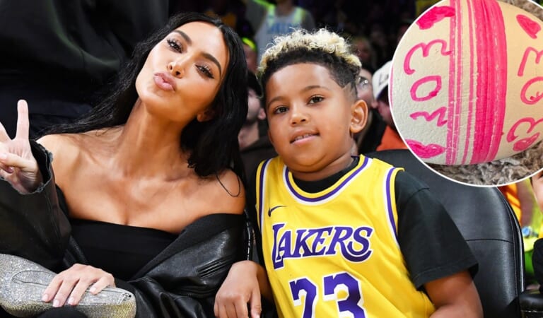 Kim Kardashian Gifted Custom ‘Mom’ Easter Egg from Son Saint