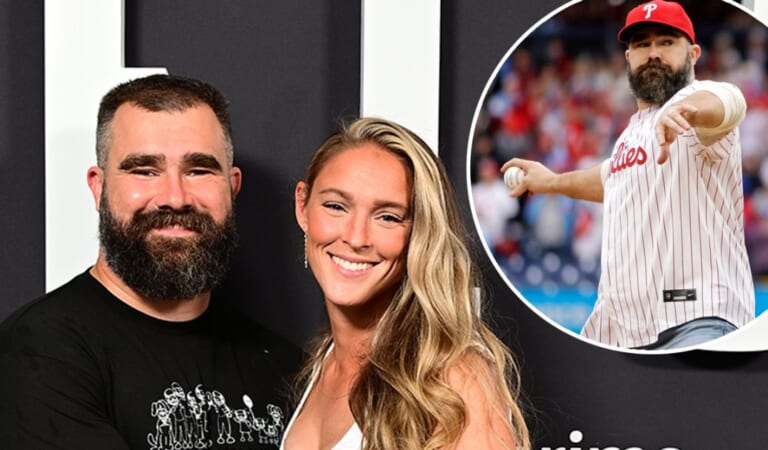 Jason Kelce Brings Kylie Kelce to Phillies Game, Throws Out 1st Pitch
