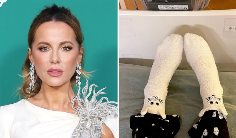 Kate Beckinsale Shares Photo of Her Easter Socks From Hospital Bed